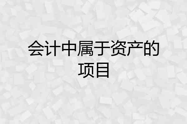会计中属于资产的项目