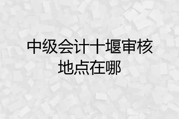 中级会计十堰审核地点在哪