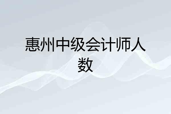 惠州中级会计师人数