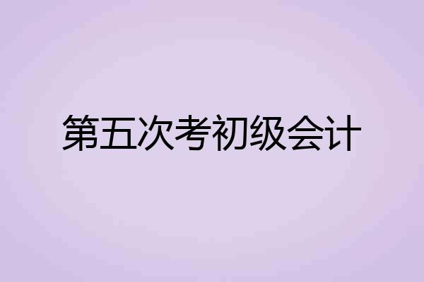 第五次考初级会计
