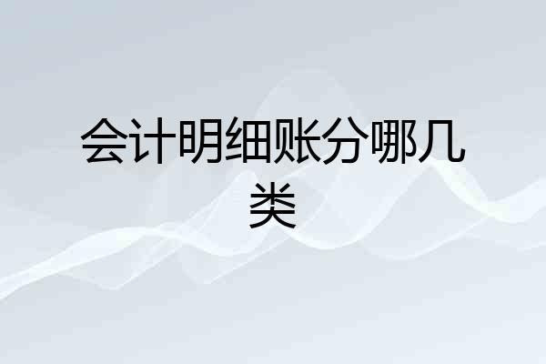 会计明细账分哪几类