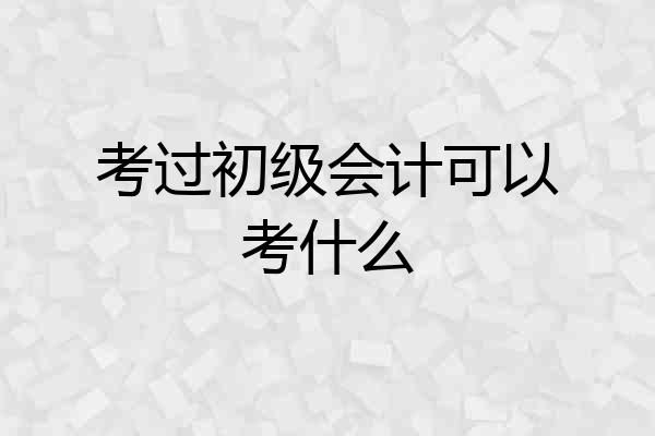 考过初级会计可以考什么