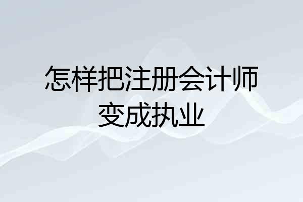 怎样把注册会计师变成执业
