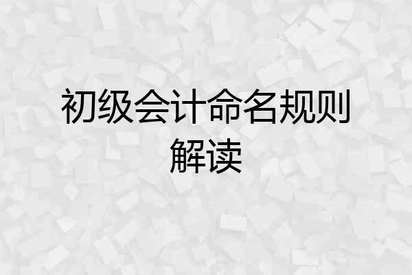初级会计命名规则解读