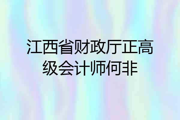 江西省财政厅正高级会计师何非