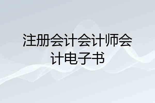 注册会计会计师会计电子书