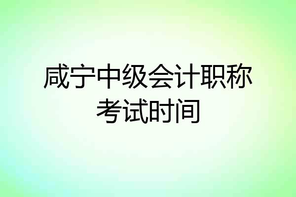 咸宁中级会计职称考试时间