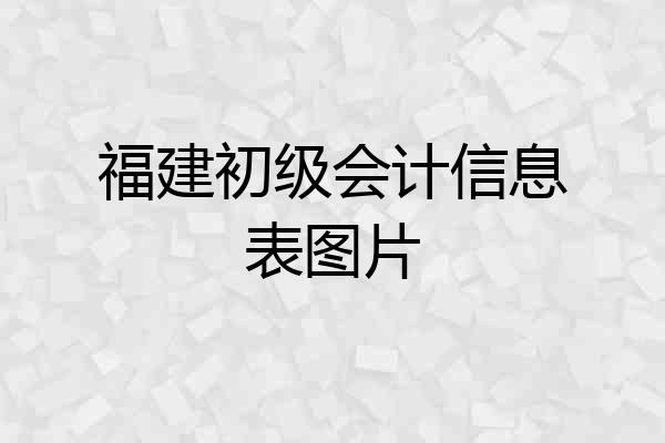 福建初级会计信息表图片