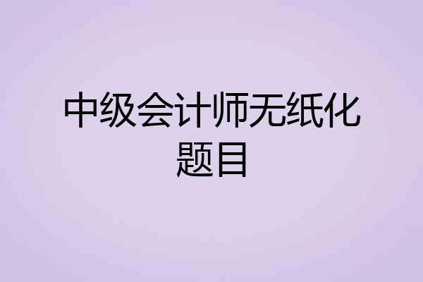 中级会计师无纸化题目