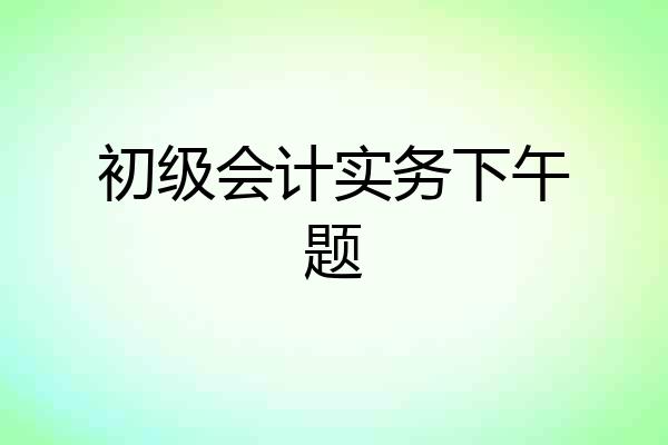初级会计实务下午题