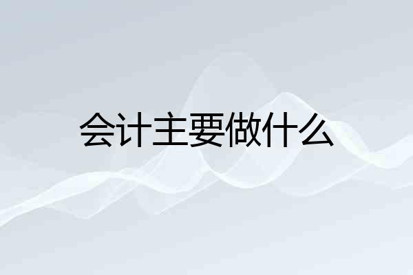 会计主要做什么