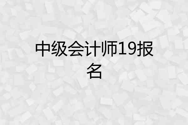 中级会计师19报名