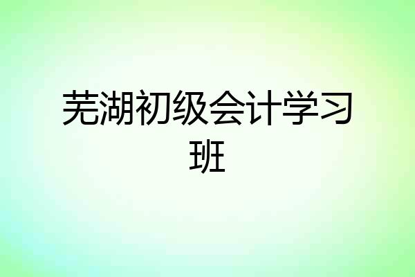 芜湖初级会计学习班