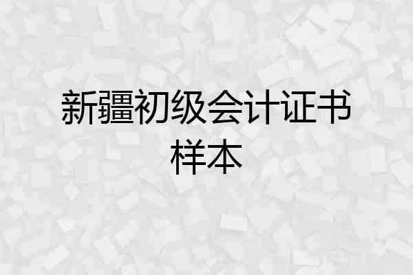 新疆初级会计证书样本