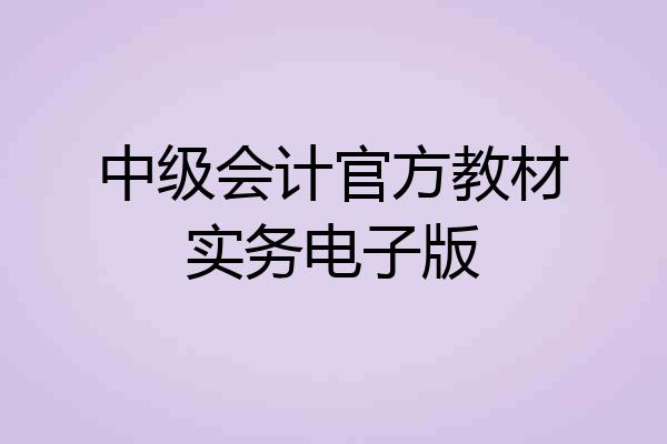 中级会计官方教材实务电子版