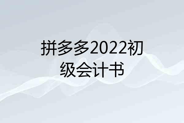 拼多多2022初级会计书