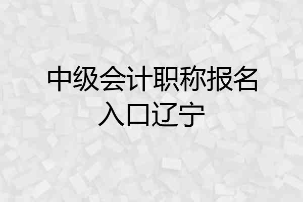 中级会计职称报名入口辽宁
