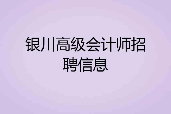 银川高级会计师招聘信息