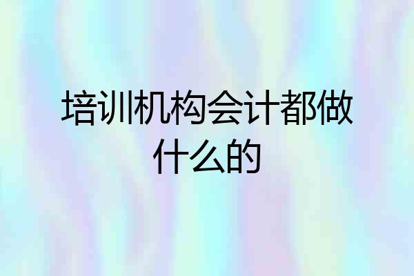 培训机构会计都做什么的
