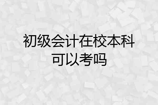 初级会计在校本科可以考吗