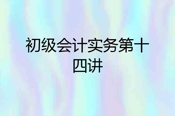 初级会计实务第十四讲