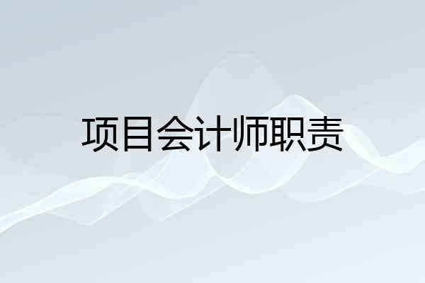 项目会计师职责
