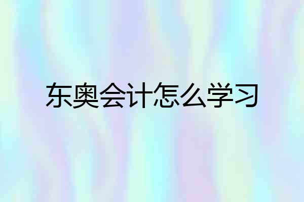 东奥会计怎么学习