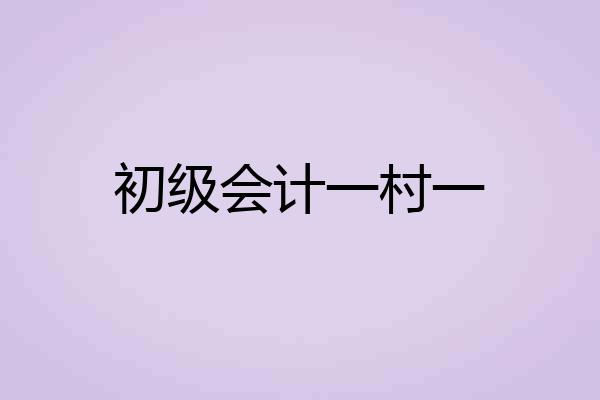 初级会计一村一