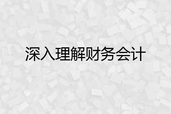 深入理解财务会计