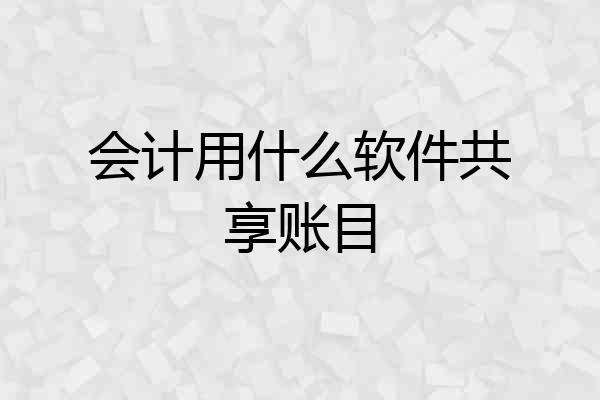 会计用什么软件共享账目