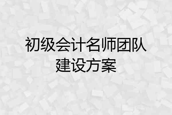 初级会计名师团队建设方案