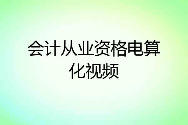 会计从业资格电算化视频
