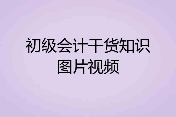 初级会计干货知识图片视频
