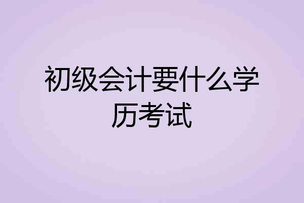 初级会计要什么学历考试