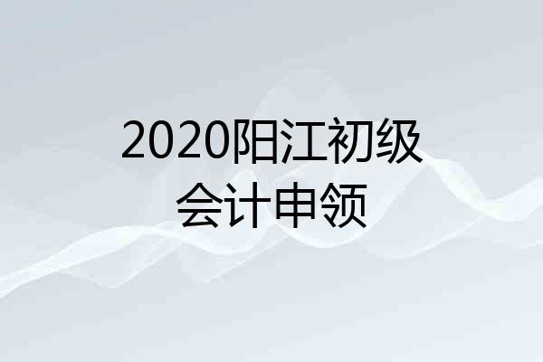 2020阳江初级会计申领