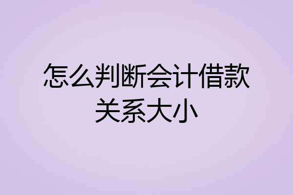 怎么判断会计借款关系大小