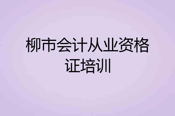 柳市会计从业资格证培训