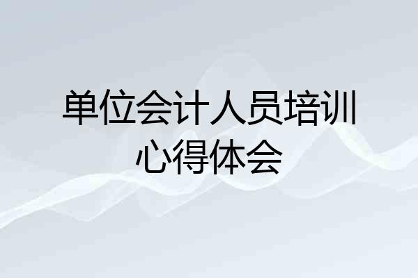 单位会计人员培训心得体会