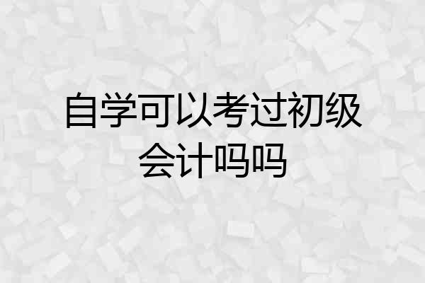 自学可以考过初级会计吗吗