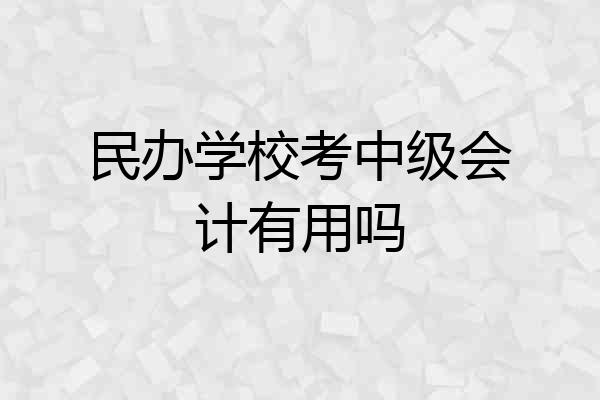 民办学校考中级会计有用吗