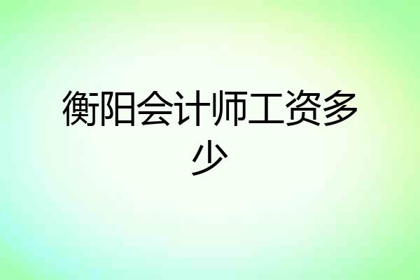 衡阳会计师工资多少