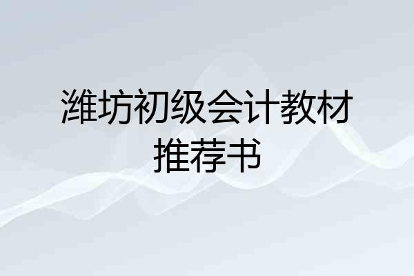 潍坊初级会计教材推荐书