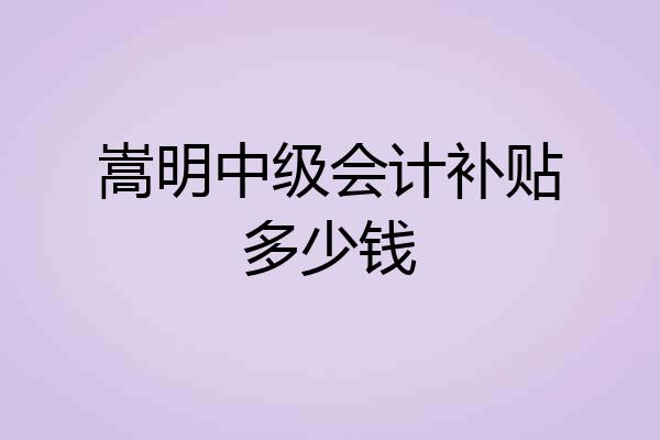 嵩明中级会计补贴多少钱
