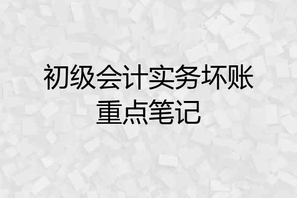 初级会计实务坏账重点笔记