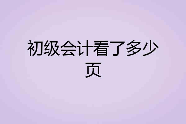 初级会计看了多少页