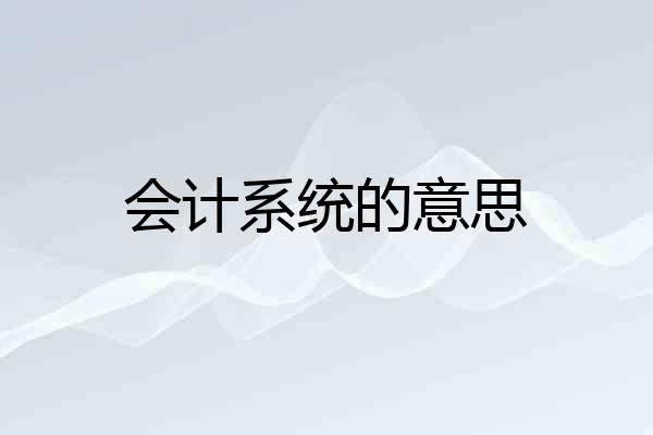 会计系统的意思