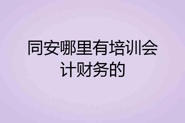 同安哪里有培训会计财务的