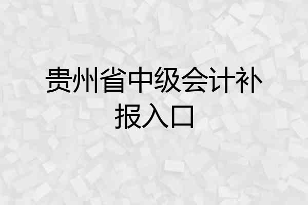 贵州省中级会计补报入口