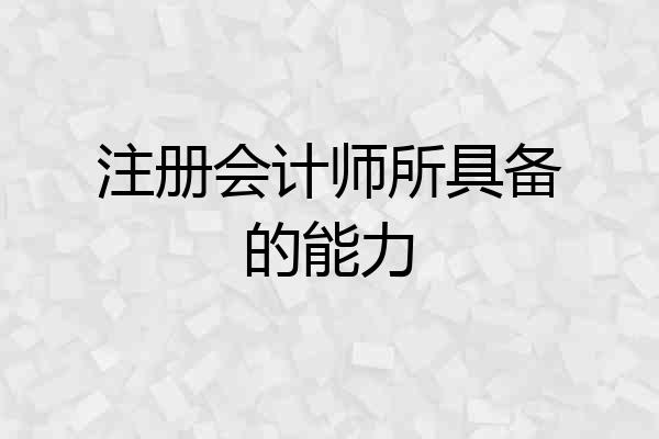 注册会计师所具备的能力