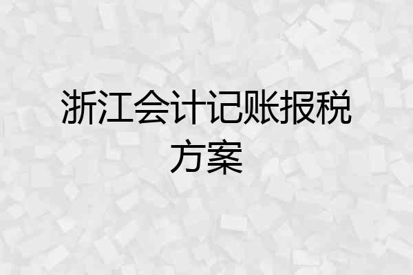 浙江会计记账报税方案